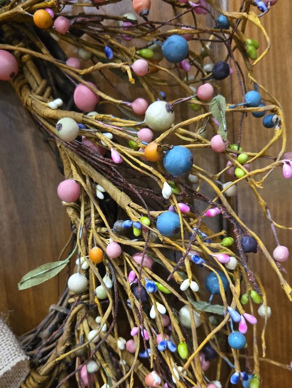 Summer Grapevine Berry Wreath with Burlap Bow Country Decor